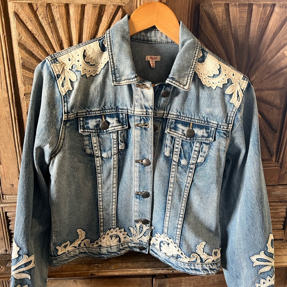 Reba Jean Jacket detailed appliqué & Fringe on back